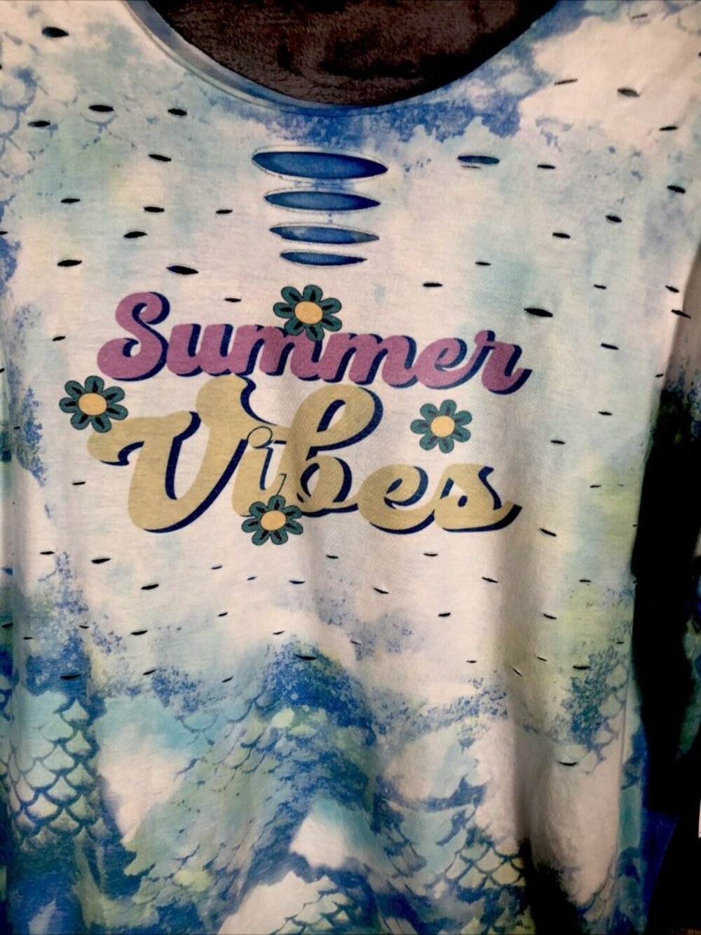 Summer Vibes Distressed Women’s Mermaid T-Shirt Size Adult Extra Large - Picture 7 of 15